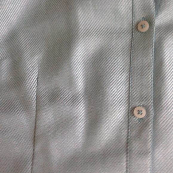 LOFT Button Up French Cuff Dress Shirt Textured Blue - Sz 4 - Picture 6 of 8